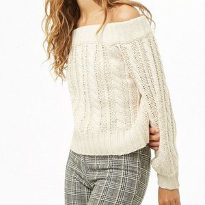 Forever 21 Off Shoulder Cable Knit Sweater